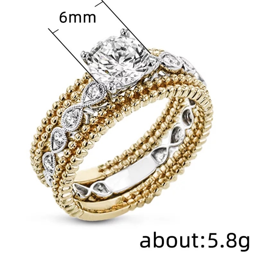 New Chic Dainty Two Tone Diamond Ring - Picture 2 of 2